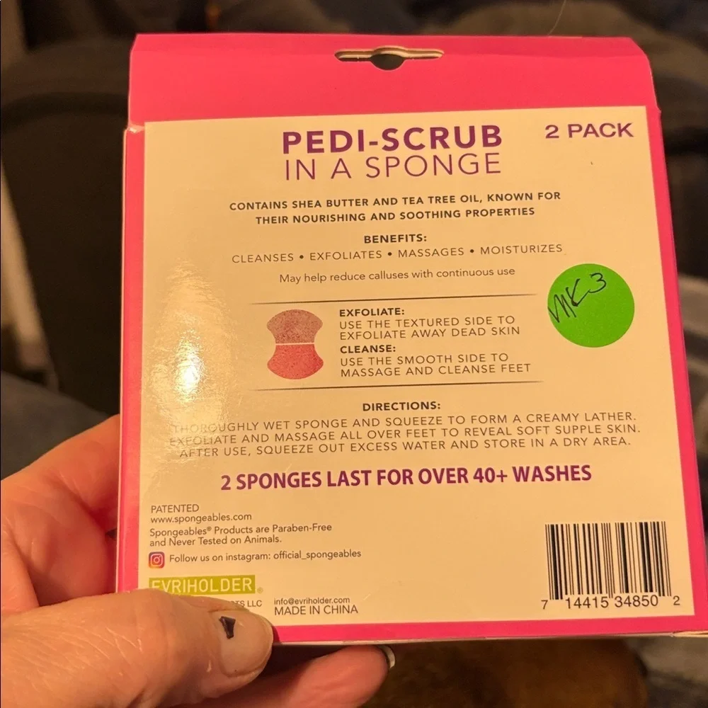 Pedi-Scrub In A Sponge - Bright Pink 2-Pack